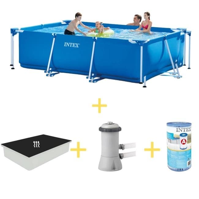 Piscine Intex Frame Pool 300 x 200 x 75 cm avec tapis solaire, pompe et filtre
