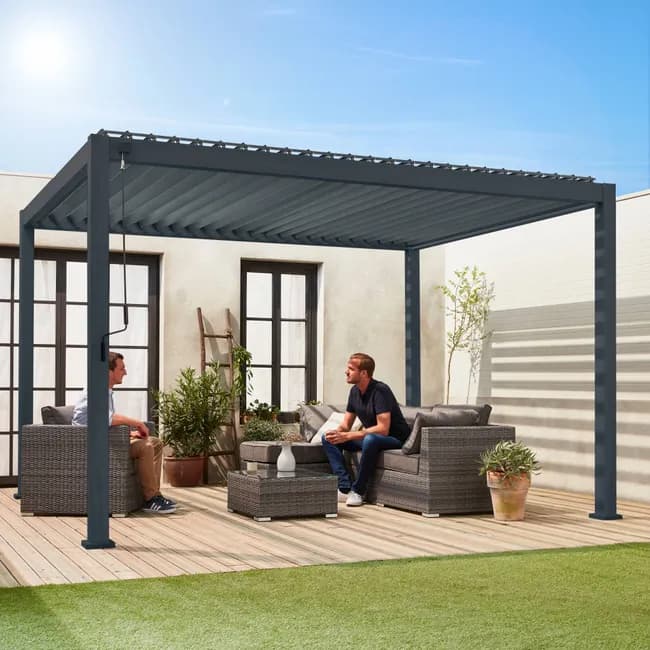 Pergola bioclimatique Triomphe 3 x 4 m, aluminium gris anthracite