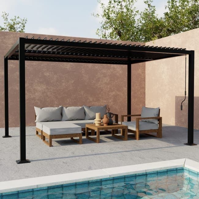 Pergola bioclimatique Palace 3 x 4 m, aluminium et acier, noir