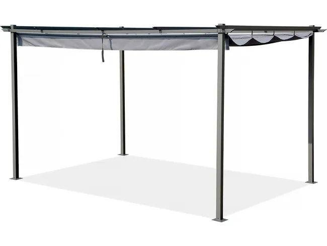 Pergola en métal à toit rétractable 3 x 4 m, gris anthracite